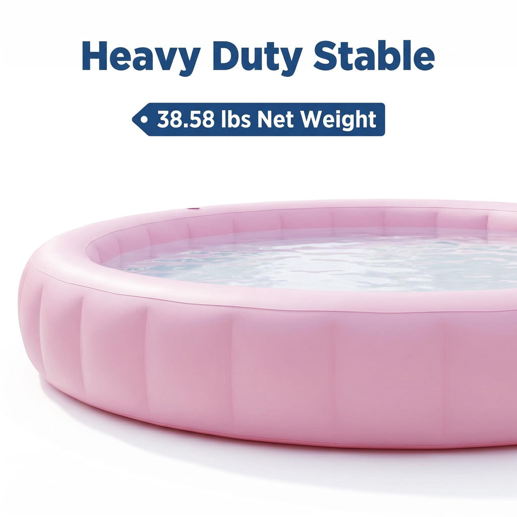 Premium Pink Inflatable Lounge Pool with Built-In Backrests & Drink Holders, Heavy Duty Stable 38.58lbs, Quick Setup, Smooth Safe Edges for Backyard, Patio & Summer Parties