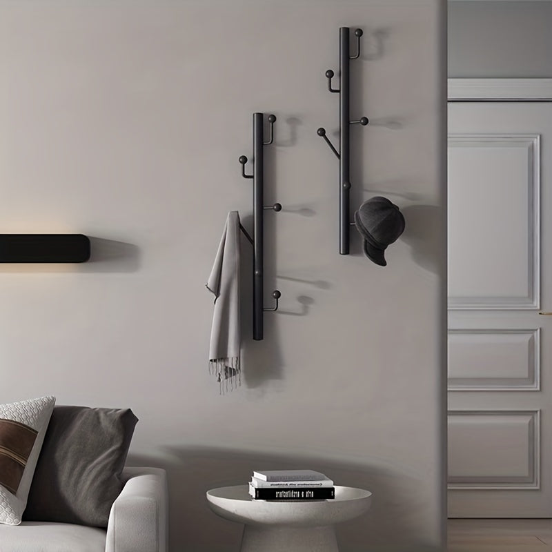 Modern Black Metal Wall Mounted Coat Hat Rack