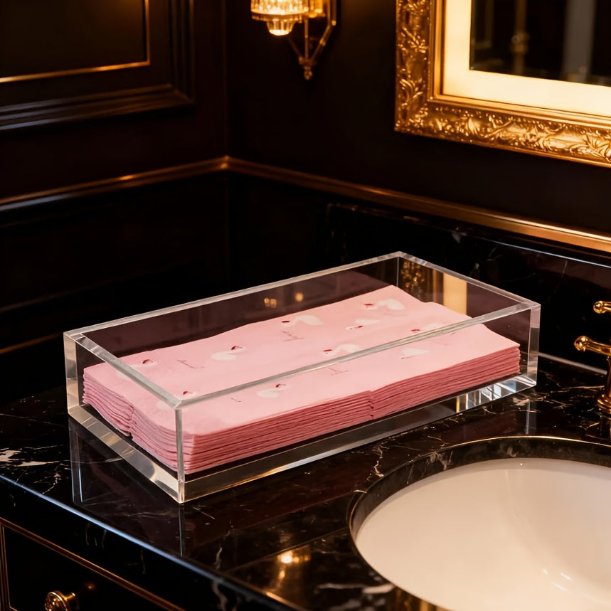 Transparent Acrylic Bathroom Tray & Napkin Holder
