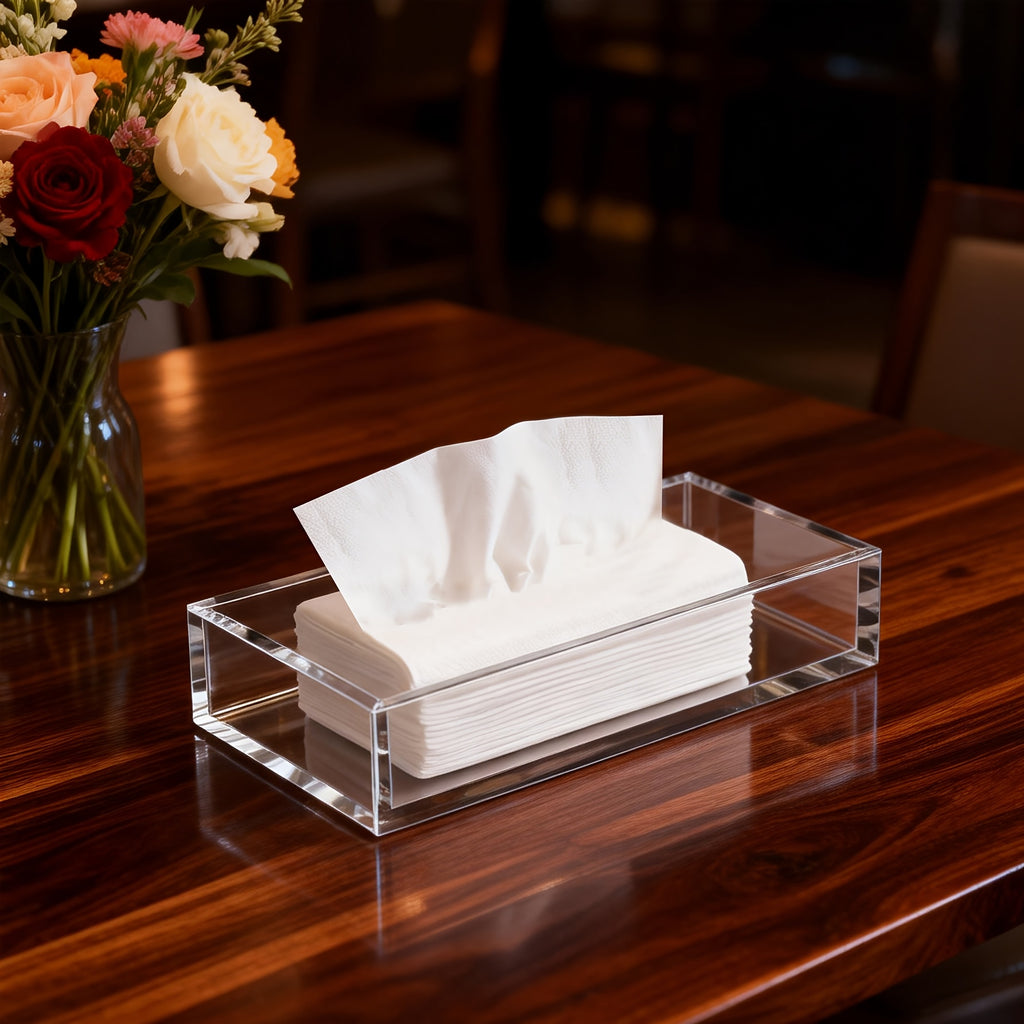 Transparent Acrylic Bathroom Tray & Napkin Holder
