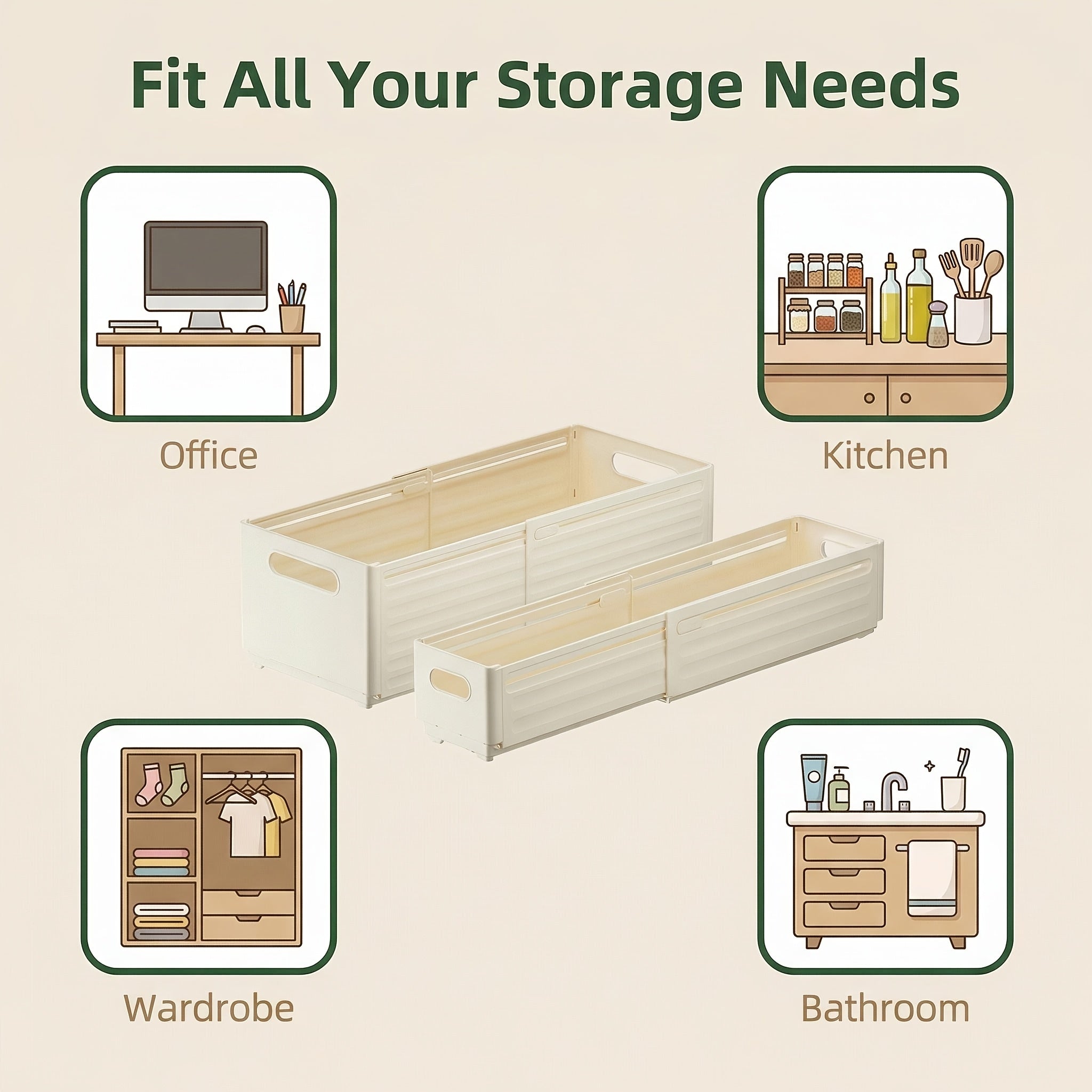 Adjustable Expandable Desktop Organizer Storage Box
