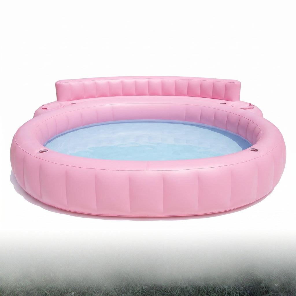 Premium Pink Inflatable Lounge Pool with Built-In Backrests & Drink Holders, Heavy Duty Stable 38.58lbs, Quick Setup, Smooth Safe Edges for Backyard, Patio & Summer Parties