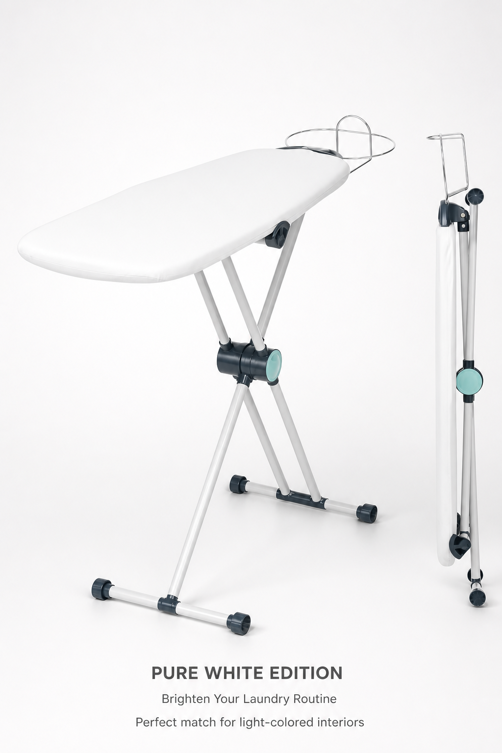 360° Rotating Premium Ironing Board with 8-Level Height Adjustment, 3-Layer Heat-Resistant Removable Cover, Rotating Iron Holder & Patented No-Lever Mechanism for Home & Laundry Room