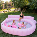 Premium Pink Inflatable Lounge Pool with Built-In Backrests & Drink Holders, Heavy Duty Stable 38.58lbs, Quick Setup, Smooth Safe Edges for Backyard, Patio & Summer Parties