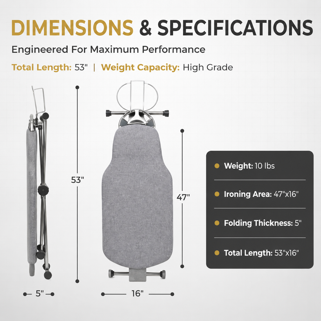 360° Rotating Premium Ironing Board with 8-Level Height Adjustment, 3-Layer Heat-Resistant Removable Cover, Rotating Iron Holder & Patented No-Lever Mechanism for Home & Laundry Room