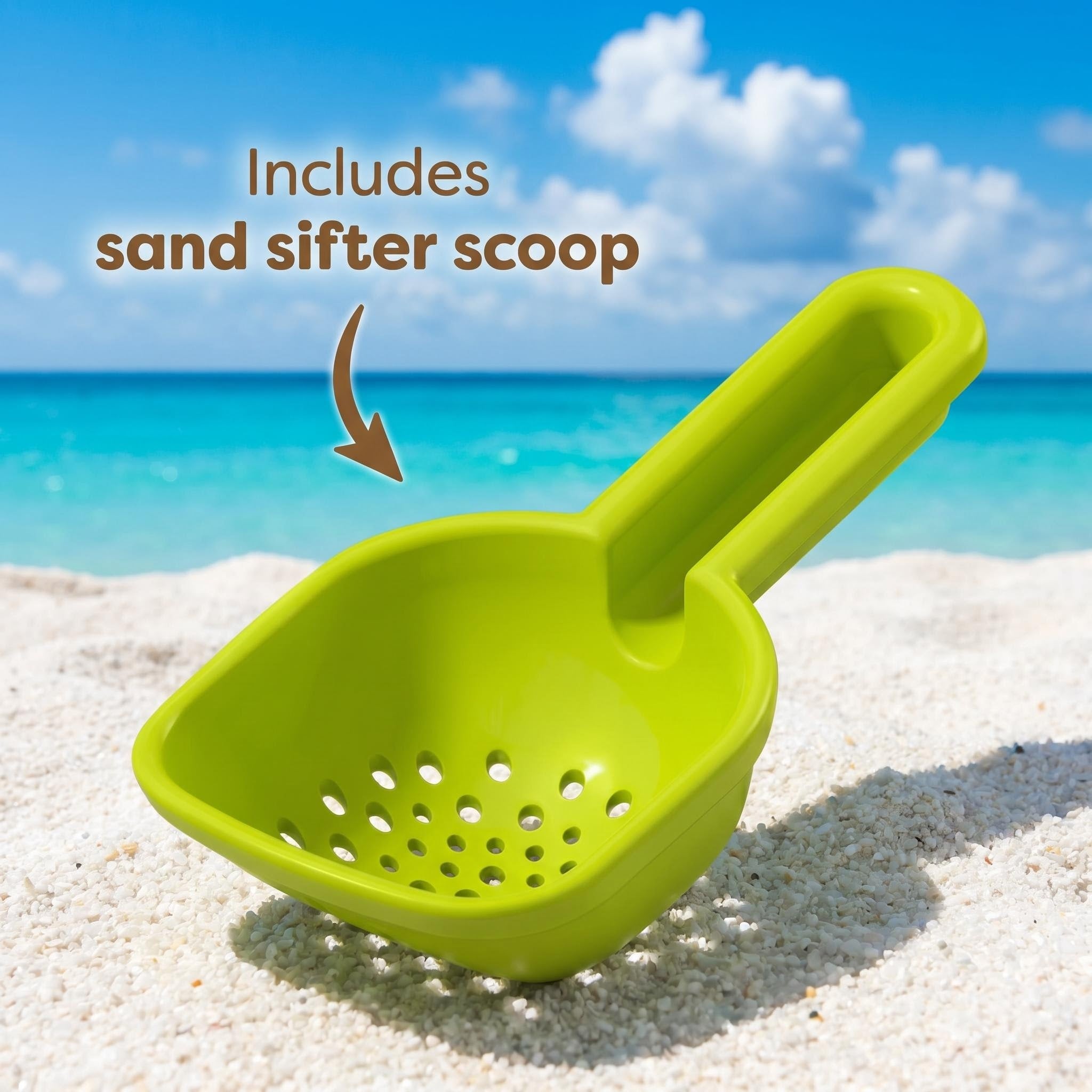 Creative Sand Art Funnel Toy for Kids, 2-in-1 Dual Chamber Design (Sand & Water), Includes Sand Sifter Scoop, BPA-Free & PVC-Free, Perfect for Beach & Sandbox Play