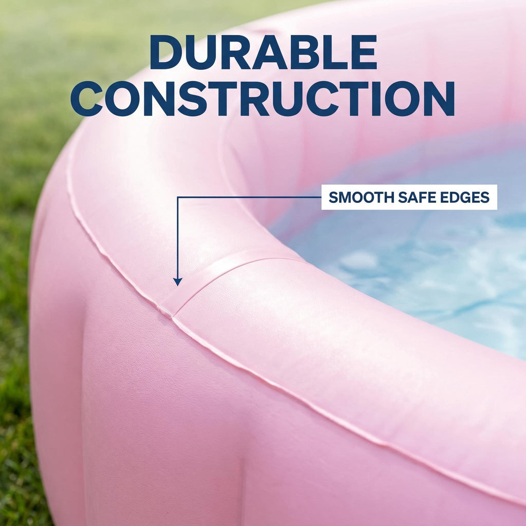 Premium Pink Inflatable Lounge Pool with Built-In Backrests & Drink Holders, Heavy Duty Stable 38.58lbs, Quick Setup, Smooth Safe Edges for Backyard, Patio & Summer Parties
