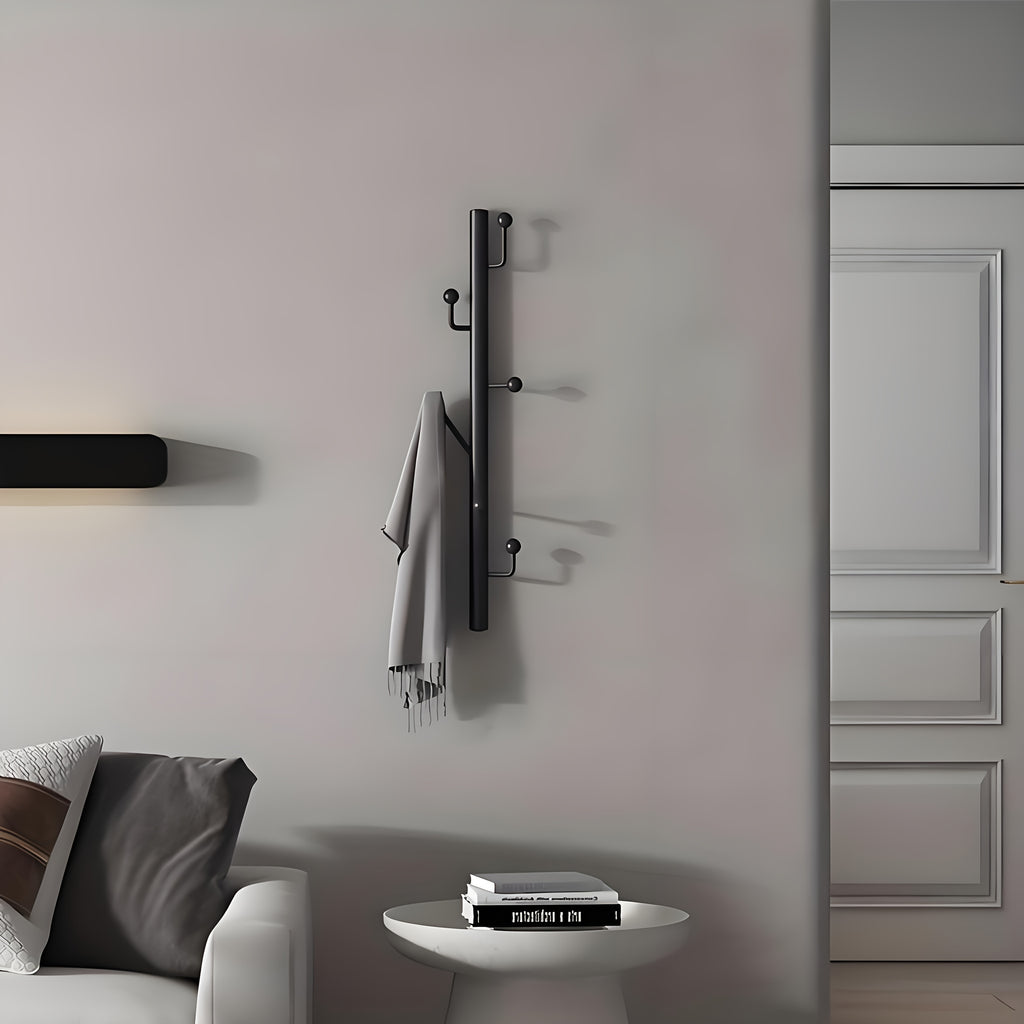 Modern Black Metal Wall Mounted Coat Hat Rack