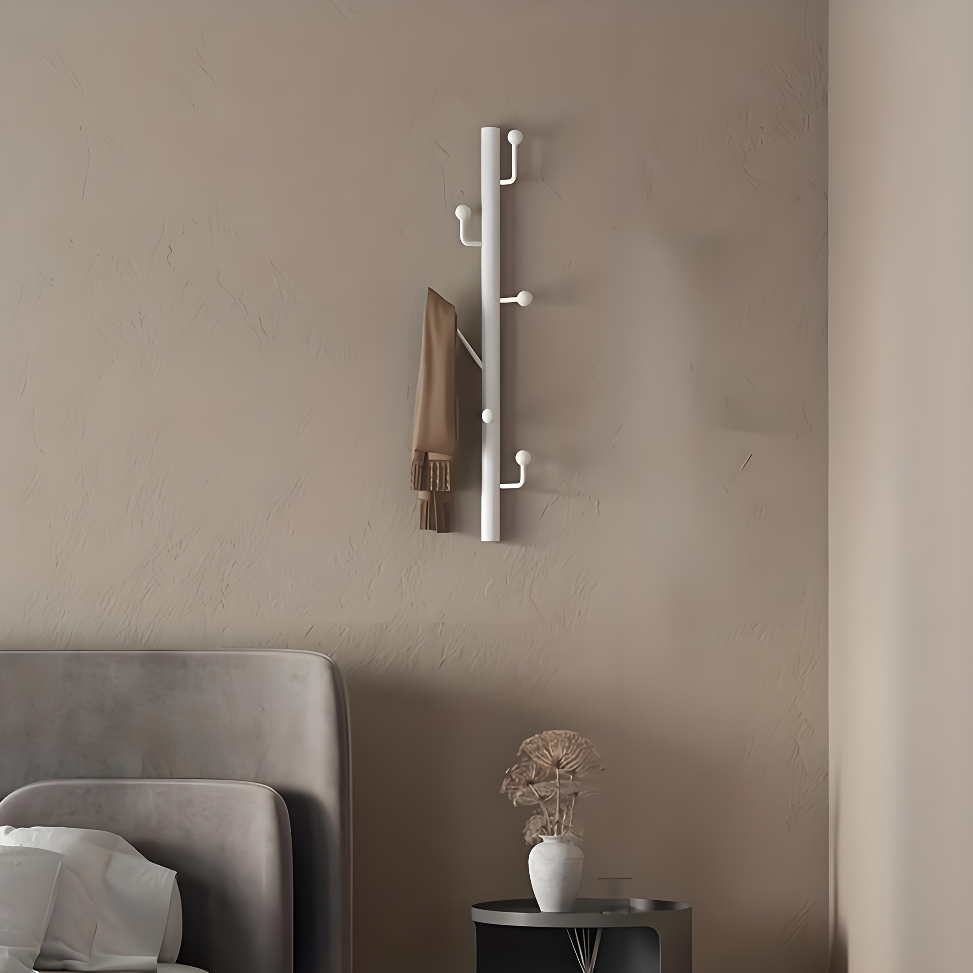 Modern Black Metal Wall Mounted Coat Hat Rack