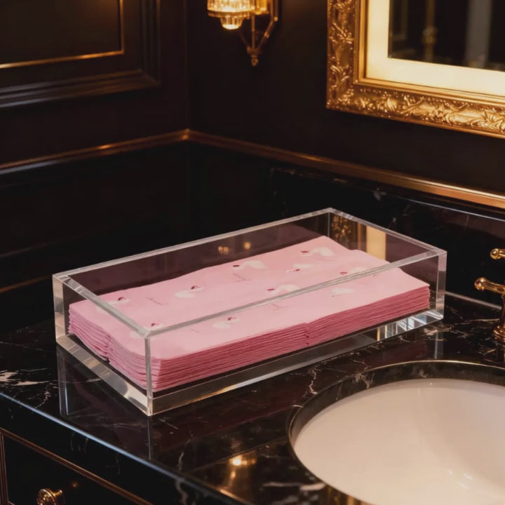 Transparent Acrylic Bathroom Tray & Napkin Holder