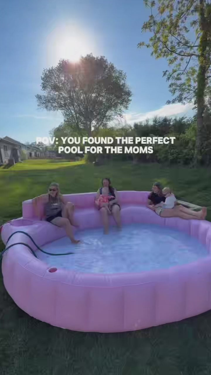 Premium Pink Inflatable Lounge Pool with Built-In Backrests & Drink Holders, Heavy Duty Stable 38.58lbs, Quick Setup, Smooth Safe Edges for Backyard, Patio & Summer Parties